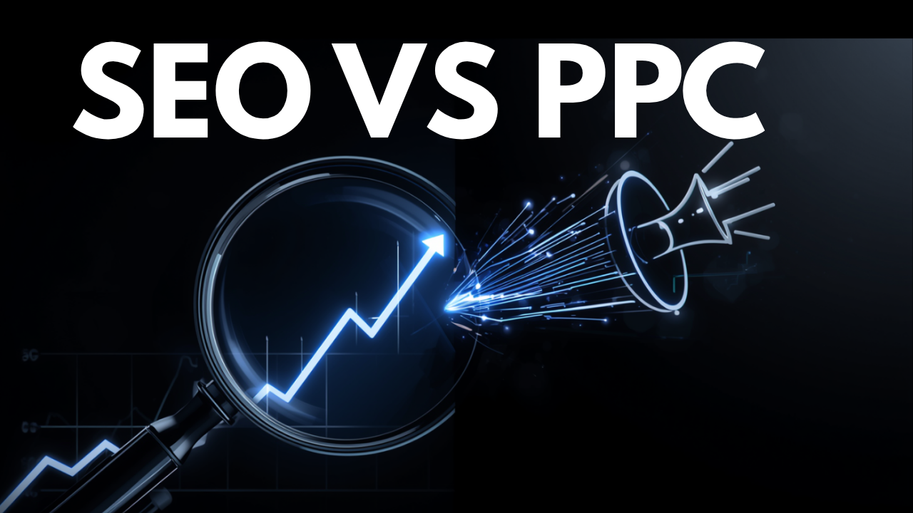 Illustration of organic traffic vs paid ads performance over time